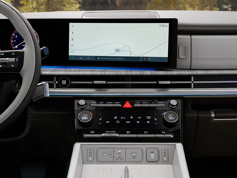 The front display screen in the Hyundai Santa Fe.