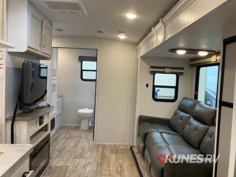 the entertainment center in the Dutchmen RV Astoria 2203RB is perfect for watching movies