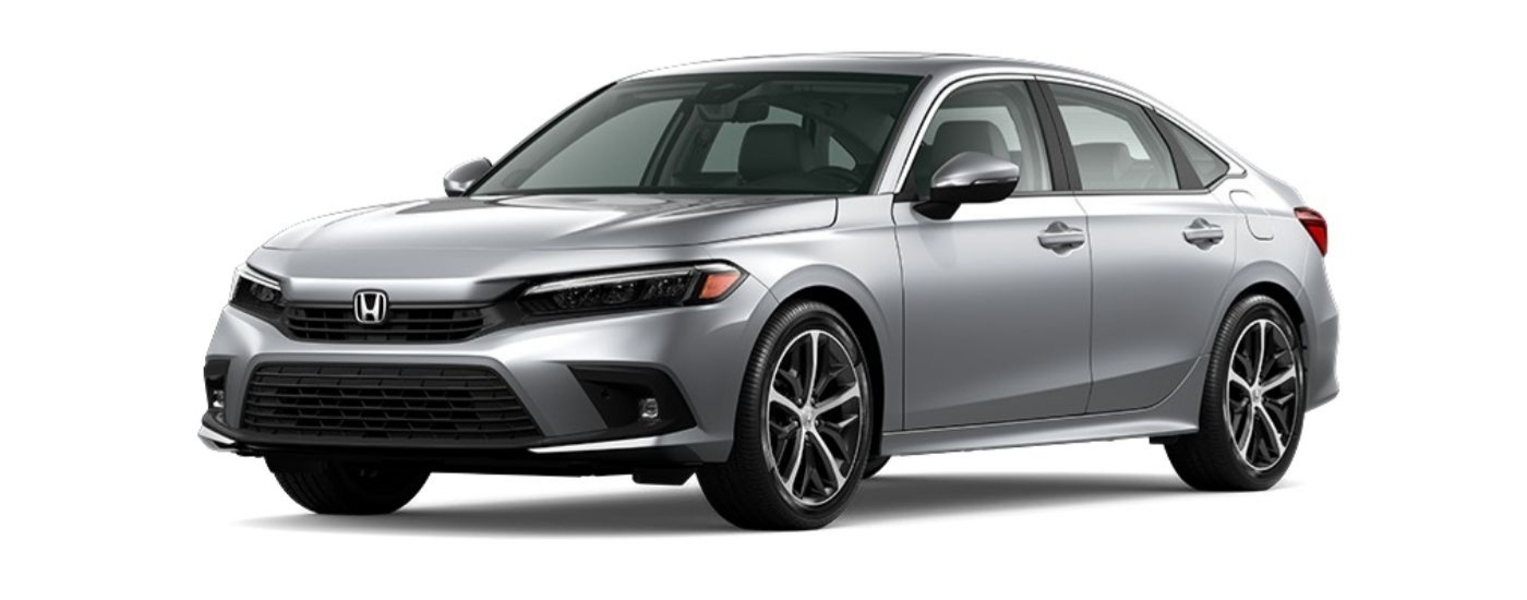 Silver 2023 Honda Civic Touring angled left