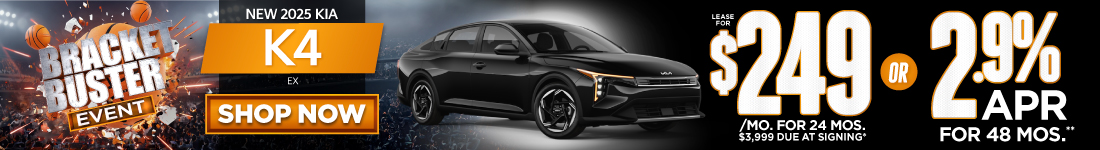 2025 Kia K4 EX	"Lease for $249/mo for 24 months $3,999 due at signing* OR 2.9% APR for 48 months**"