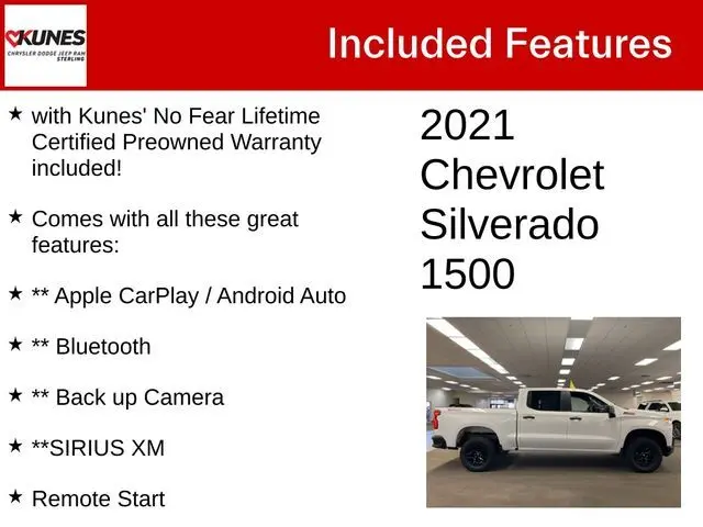 Used 2021 Chevrolet Silverado 1500 Custom Trail Boss with VIN 1GCPYCEF2MZ407356 for sale in Sterling, IL