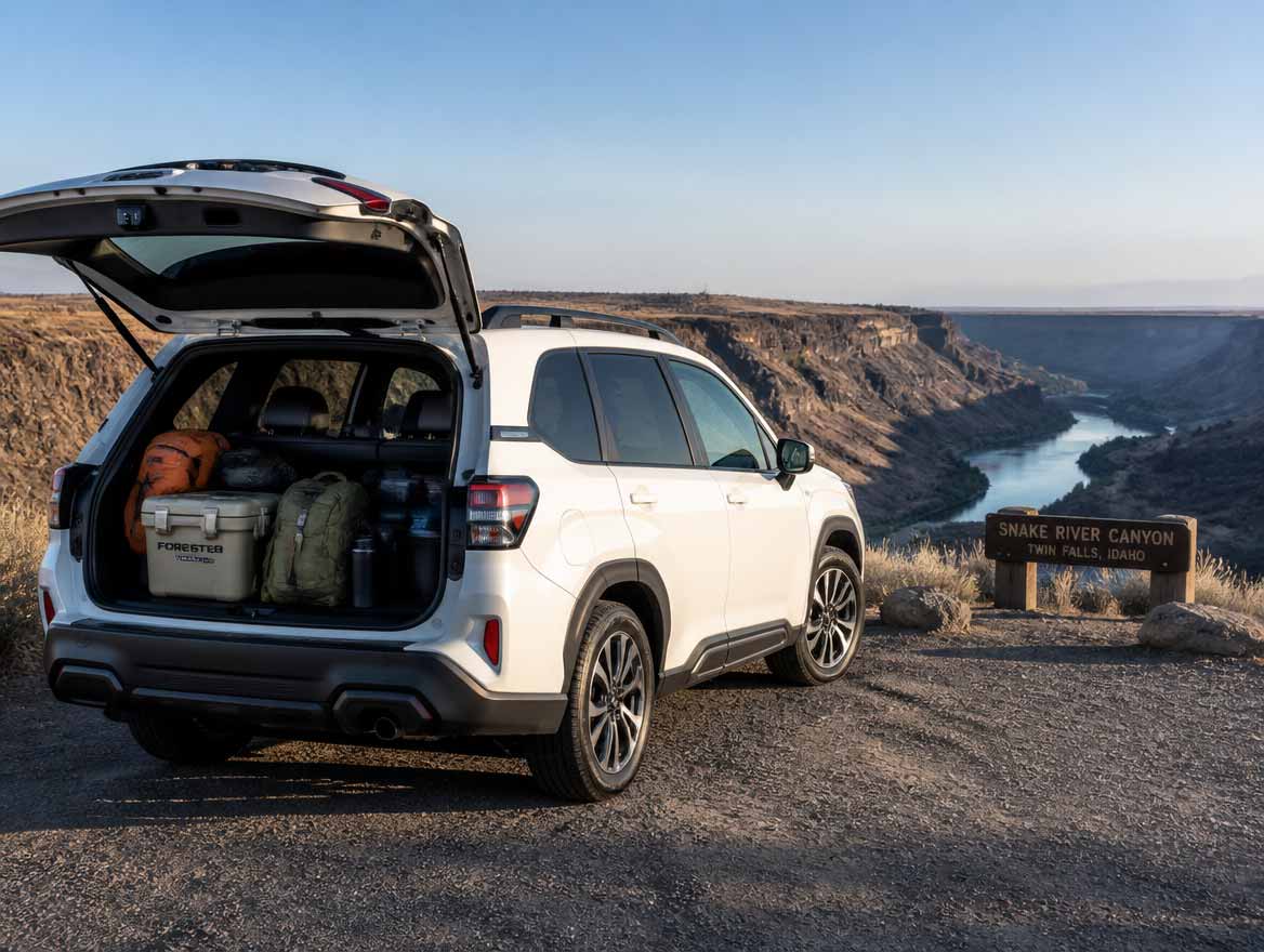 2026 Subaru Forester Hybrid on the Snake River Canyon rim near Twin Falls, Idaho