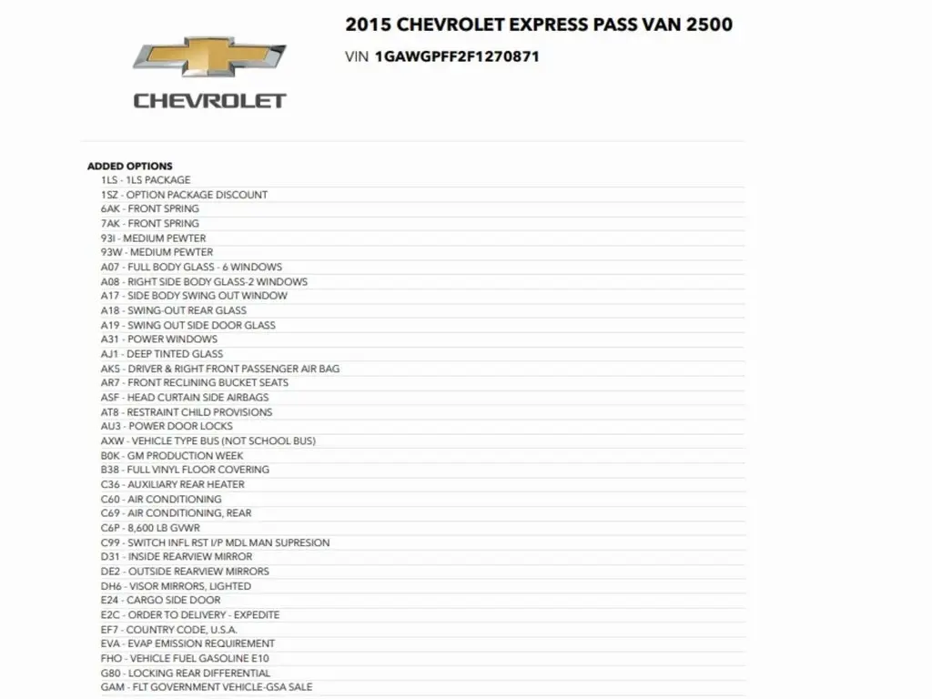 Used 2015 Chevrolet Express Passenger LS with VIN 1GAWGPFF2F1270871 for sale in Trooper, PA