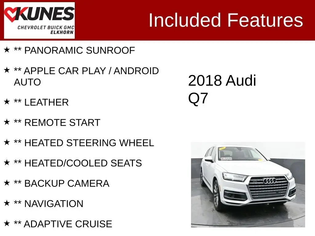 Used 2018 Audi Q7 Prestige with VIN WA1VAAF72JD026441 for sale in Elkhorn, WI