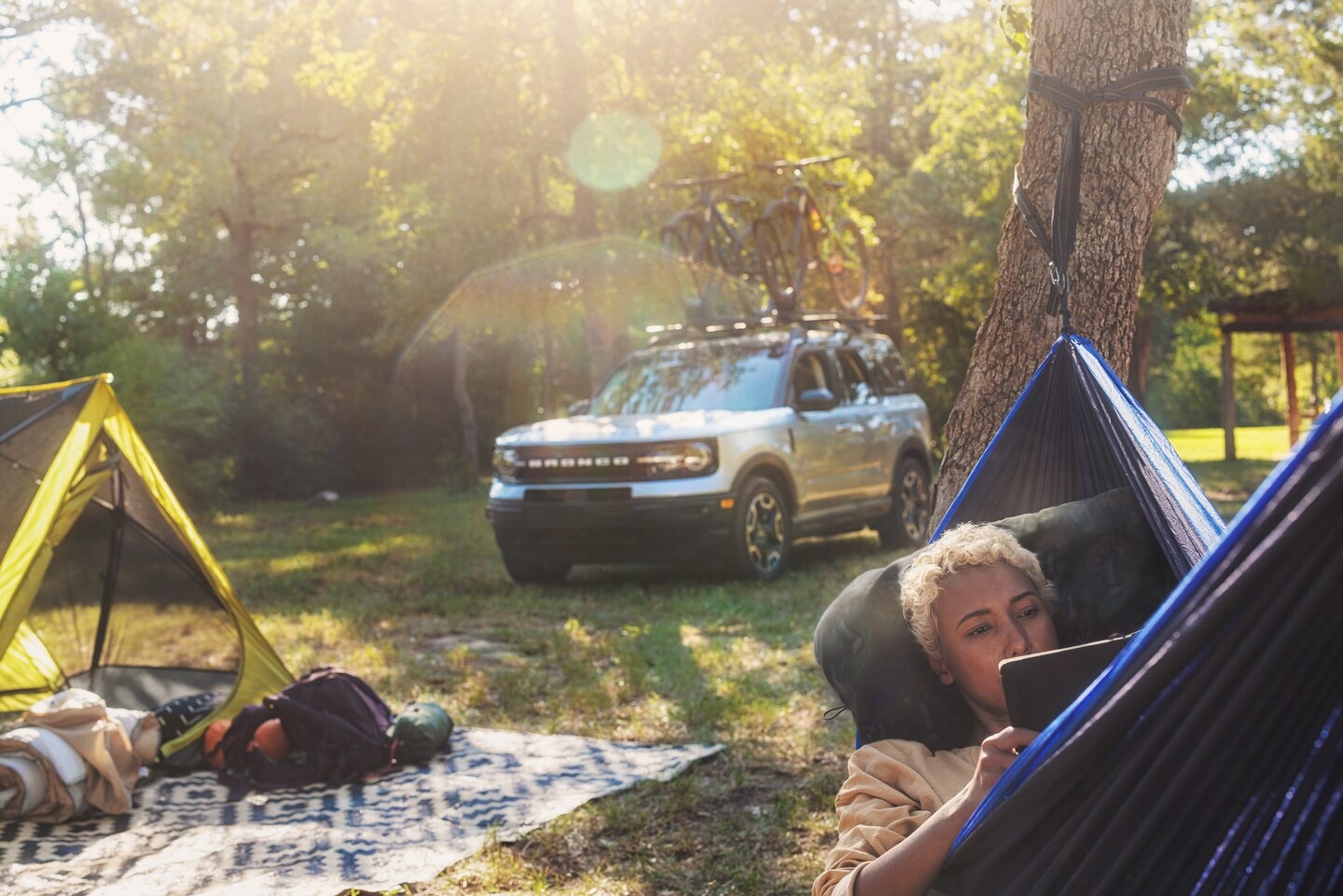 Ford Bronco Sport parked at a campsite