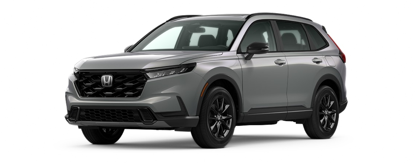 Silver 2026 Honda CR-V Hybrid Sport angled left