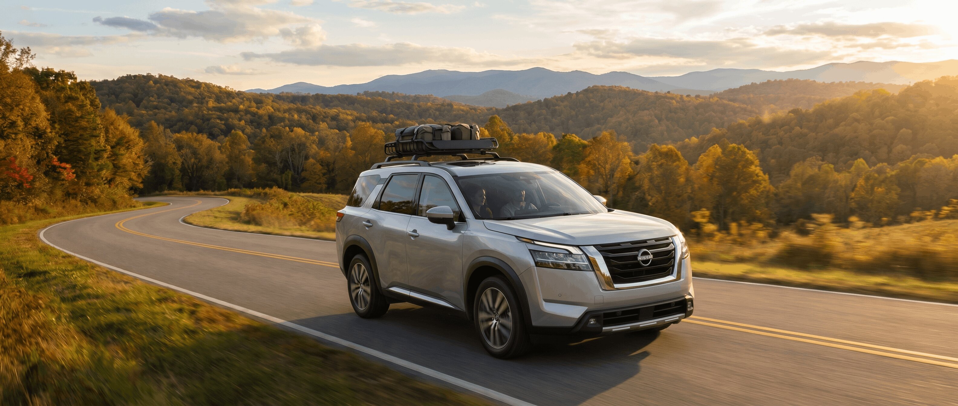 Nissan Pathfinder road trip vehicle loaded for Nashville journey from Roswell GA