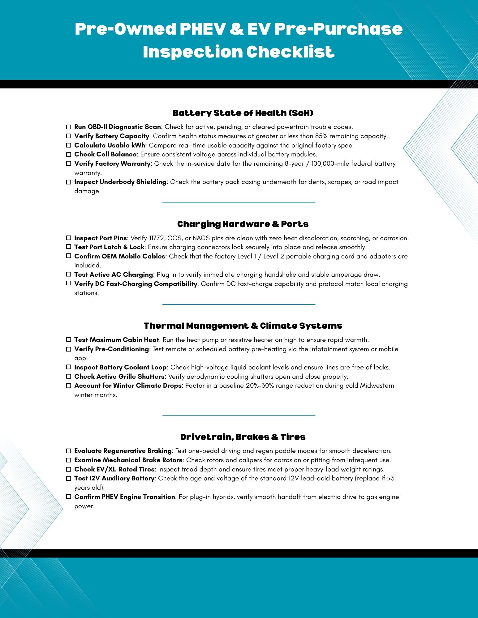 ev checklist