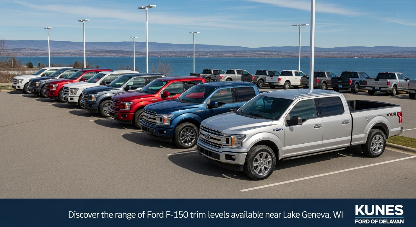 Discover the range of Ford F-150 trim levels available near Lake Geneva, WI. From the rugged XL to the luxurious Limited, explore features and options to find the perfect truck for your lifestyle. Visit Kunes Ford of Delavan for more details.