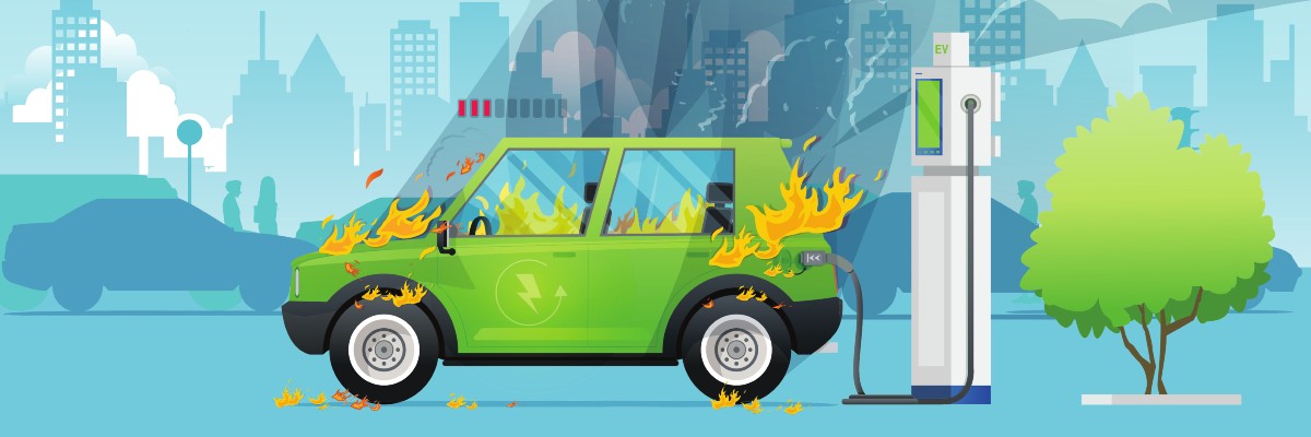 Digital Art Depicting EV on Fire