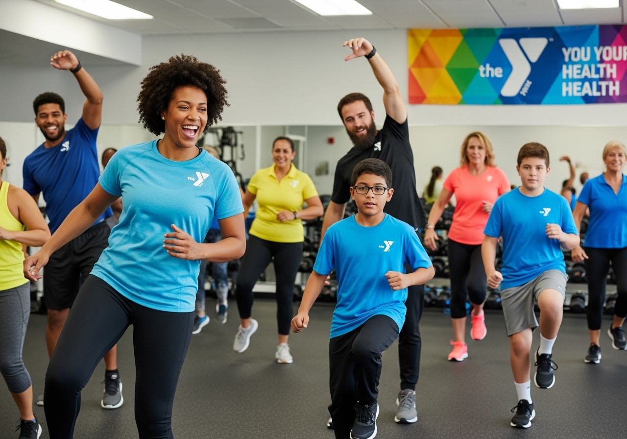 Volunteer supporting a family wellness activity