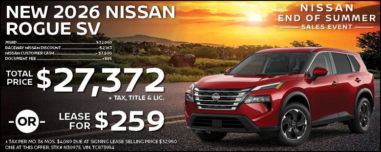 New 2026 Nissan Rogue Lease Offer