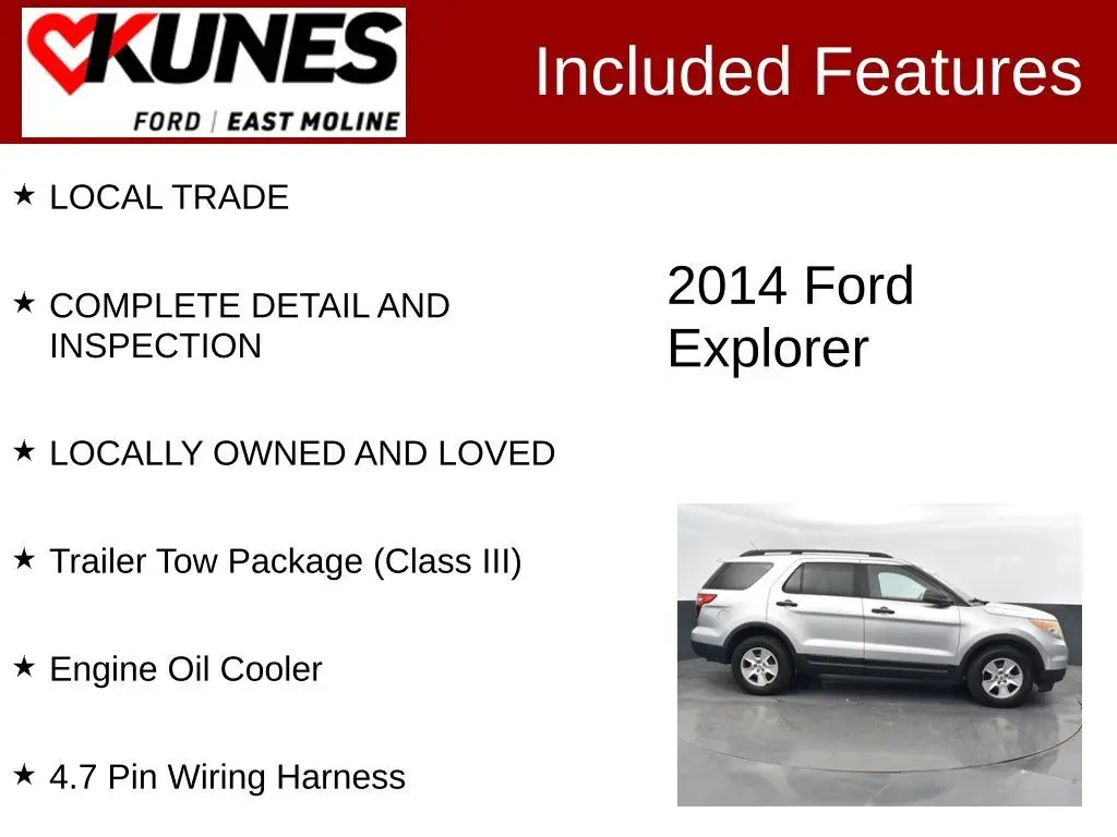 Used 2014 Ford Explorer Base with VIN 1FM5K8B84EGA62903 for sale in East Moline, IL