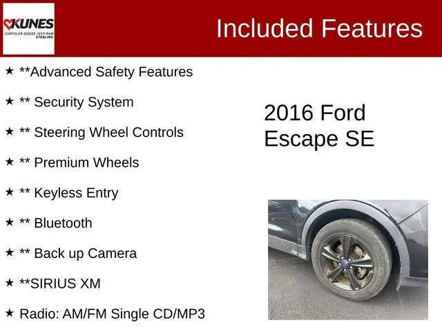 Used 2016 Ford Escape SE with VIN 1FMCU9G95GUC29315 for sale in Sterling, IL