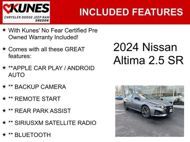 Used 2024 Nissan Altima SR with VIN 1N4BL4CW6RN397369 for sale in Oregon, IL