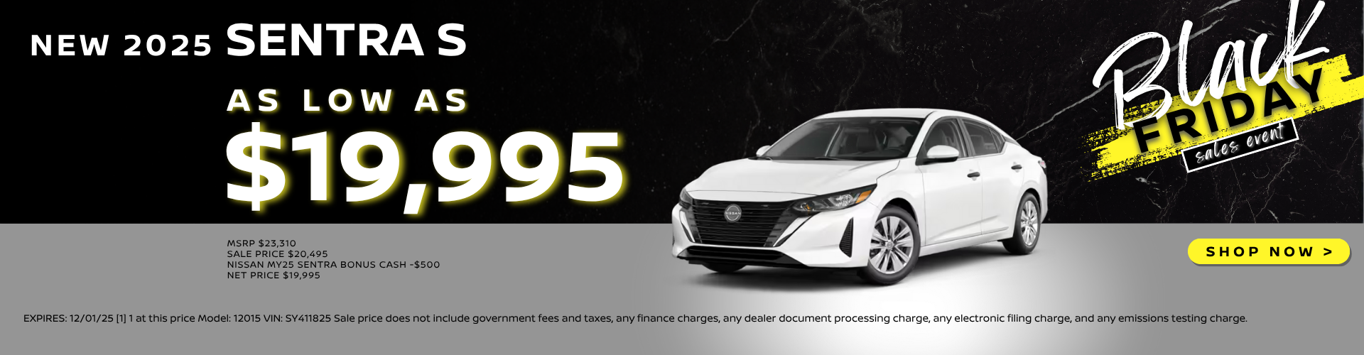 Nissan Sentra price point offer