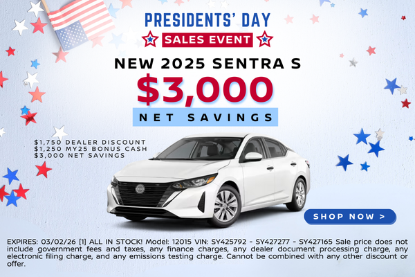 Nissan Sentra S $3,000 Net Savings Offer 