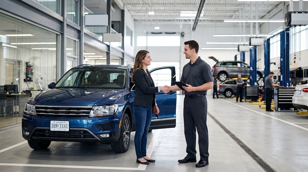 Customer at car service center