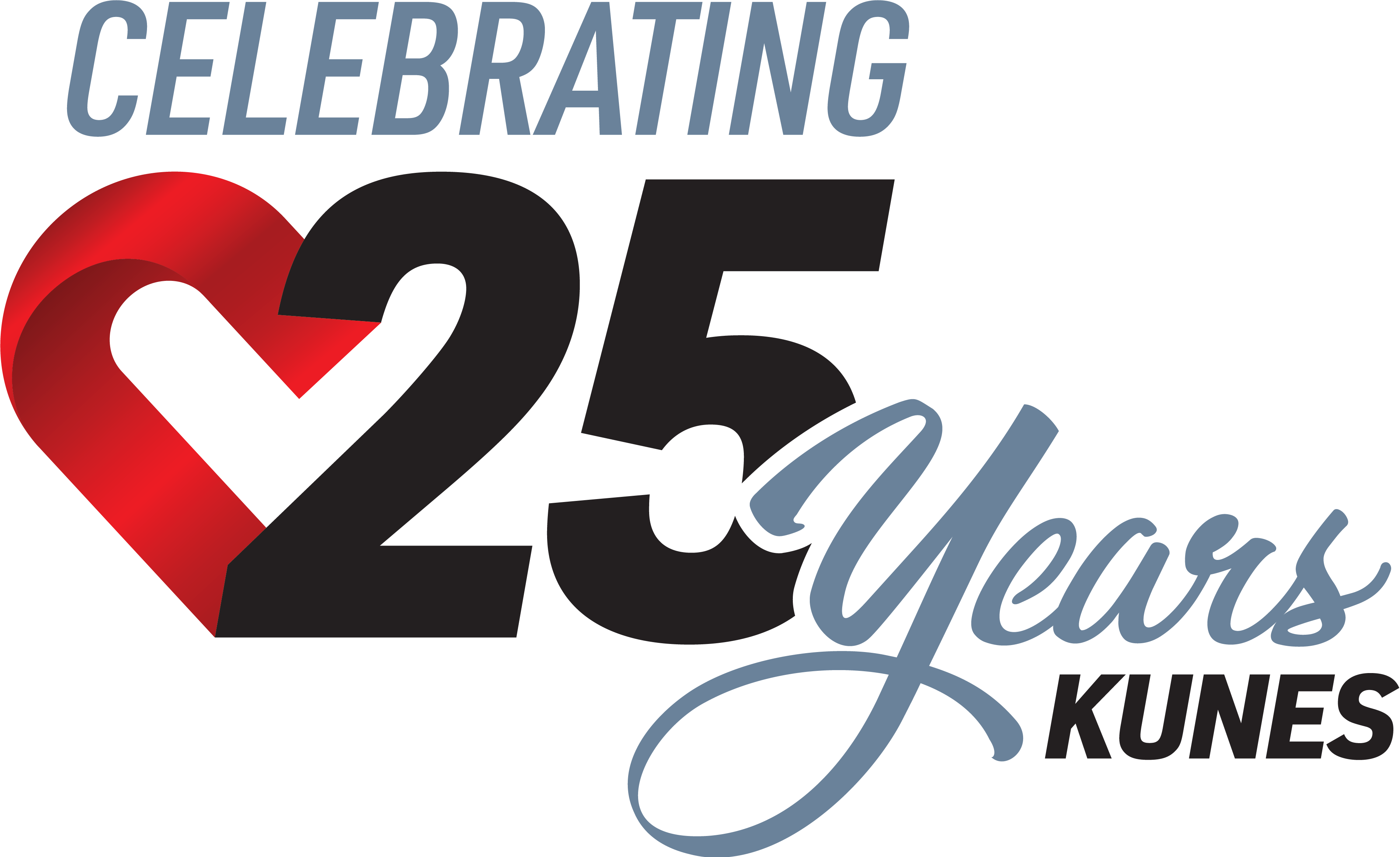 text reads: Celebrating 25 years Kunes