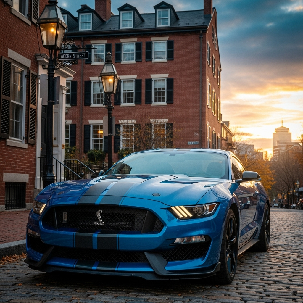 The 2025 Shelby Mustang GT350 is a high-performance vehicle known for its sleek design and powerful engine, making it a standout on the streets of Boston, MA.