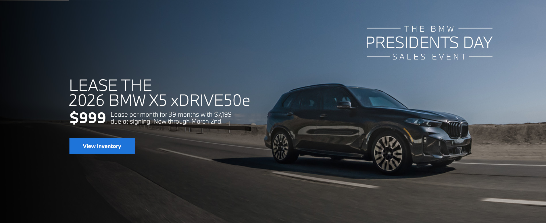 2026 X5 lease starting at $939 per month for 39 months