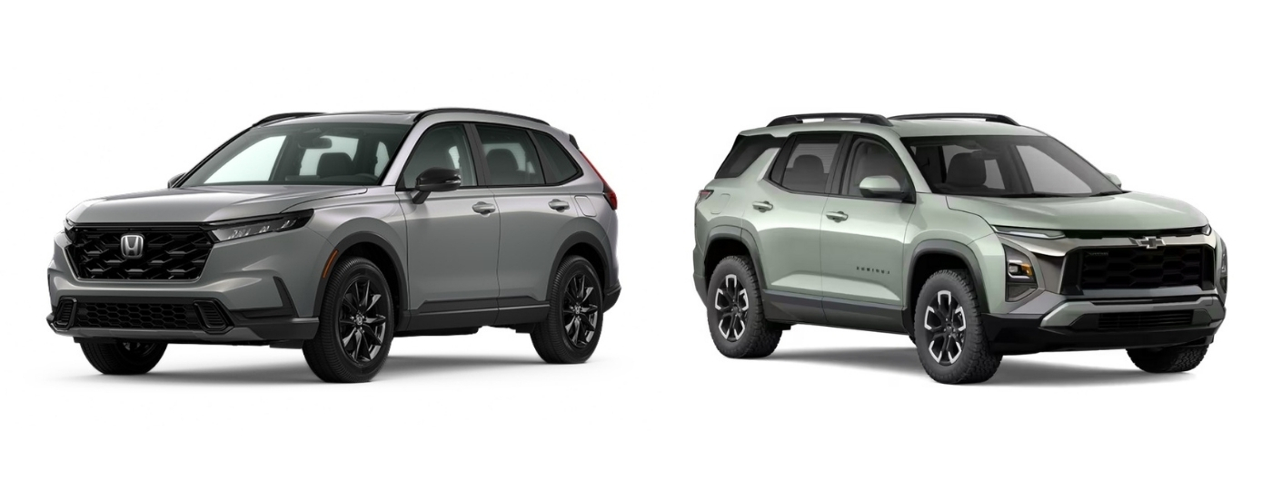 Silver 2026 Honda CR-V Hybrid Sport vs green 2026 Chevy Equinox ACTIV 