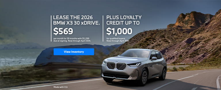 2026 X3 lease starting at $569 per month for 39 months