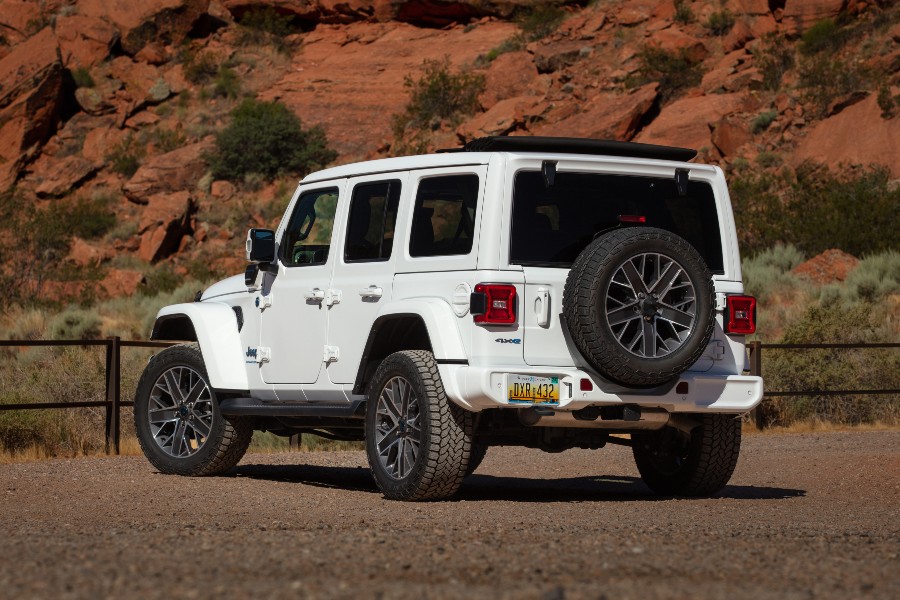 2025 Jeep Wrangler 4xe Exterior Driver Side Rear Angle