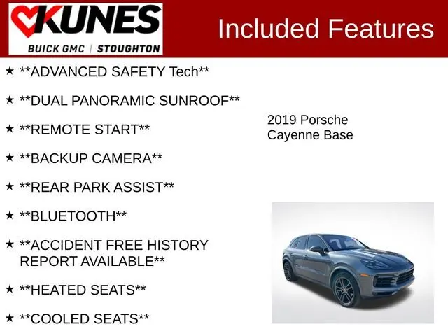 Used 2019 Porsche Cayenne Base with VIN WP1AA2AYXKDA11986 for sale in Stoughton, WI