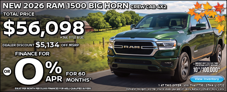 new 2026 ram 1500 big horn crew cab 4X2