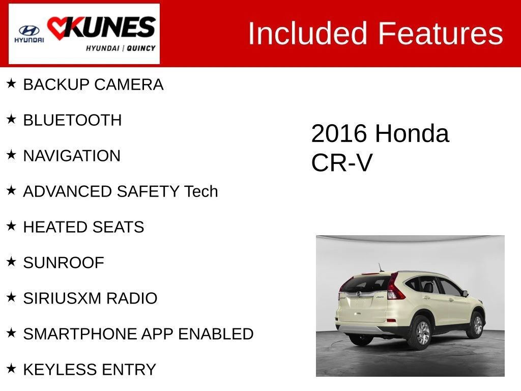 Used 2016 Honda CR-V EX-L with VIN 5J6RM4H79GL100993 for sale in Quincy, IL