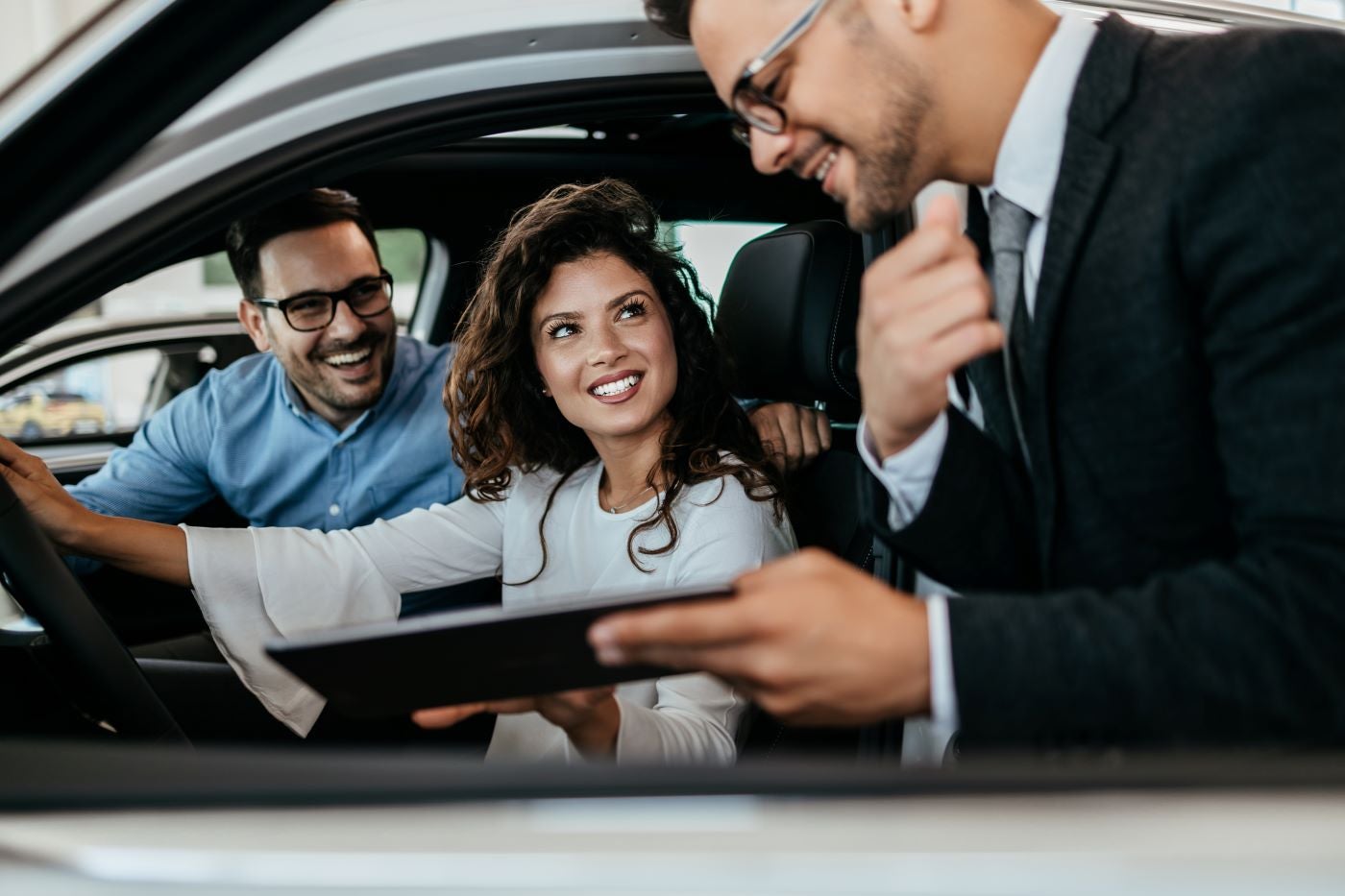 Couple financing a car
