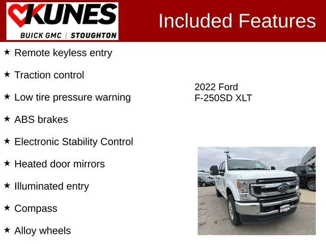 Used 2022 Ford F-250 Super Duty XLT with VIN 1FT7W2BTXNEE71051 for sale in Stoughton, WI