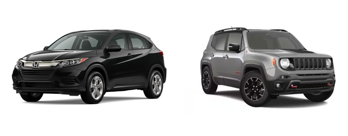 Black 2022 Honda HR-V LX vs grey 2022 Jeep Renegade Trailhawk