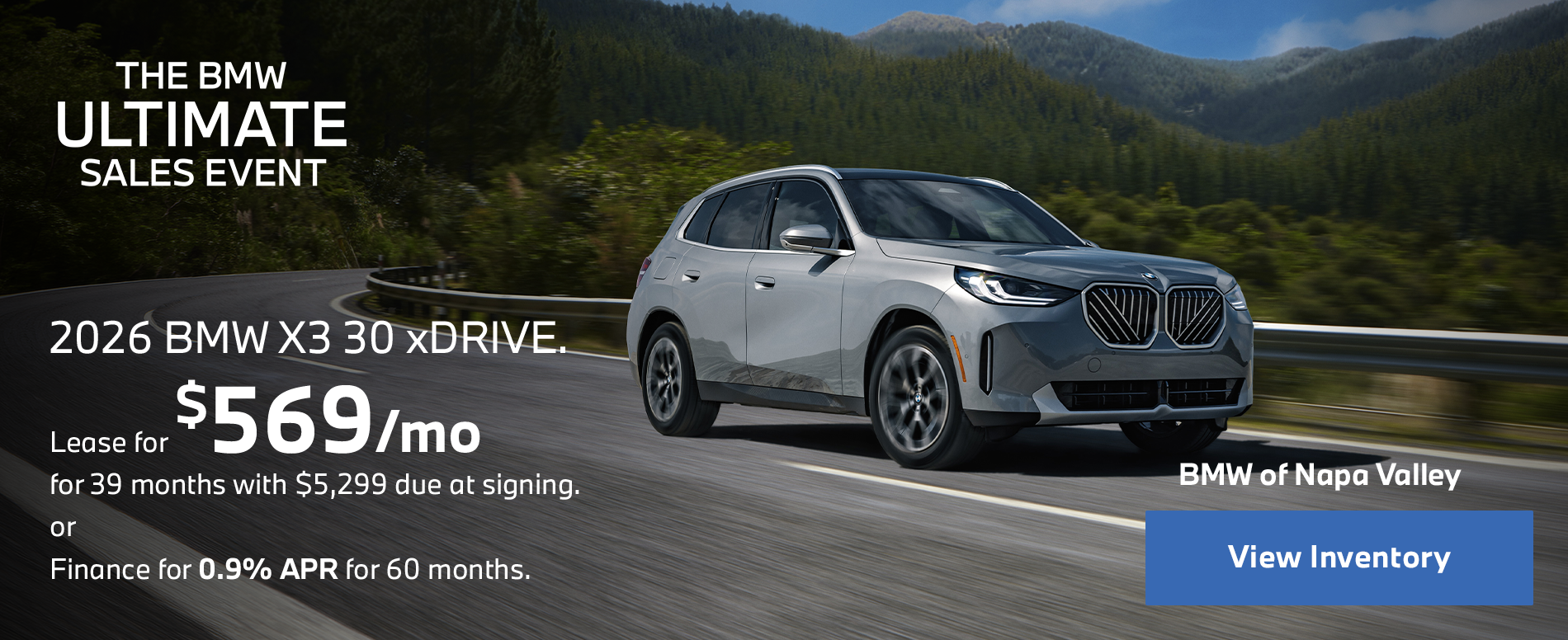Lease for $569/month for 39 months $5,299 due at signing  or  Finance for 0.90% APR for 60 months