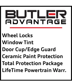 Butler Advantage: Wheel Locks, Window Tint, Door Cup/Edge Guard, Ceramic Paint Protection, Total Protection Package, LifeTime Powertrain Warranty