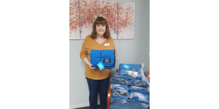 Subaru Loves to Help blanket donation - Sandra Pim