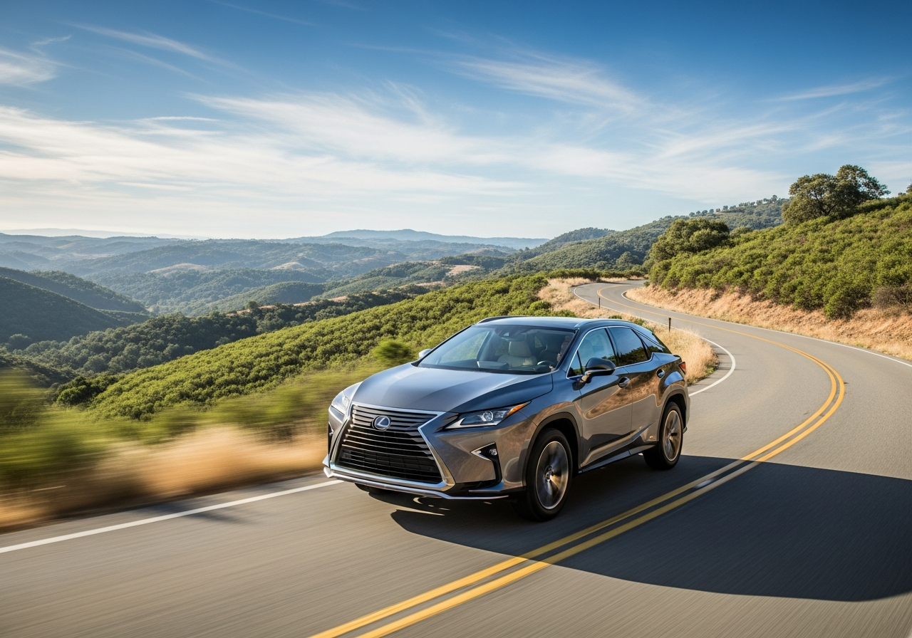 Lexus RX exterior in motion on an open road