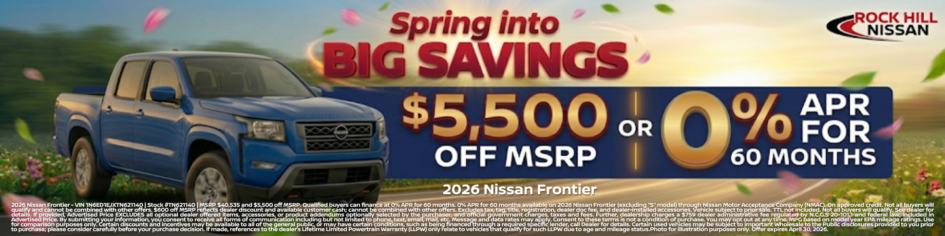 Rock Hill Nissan April Incentive