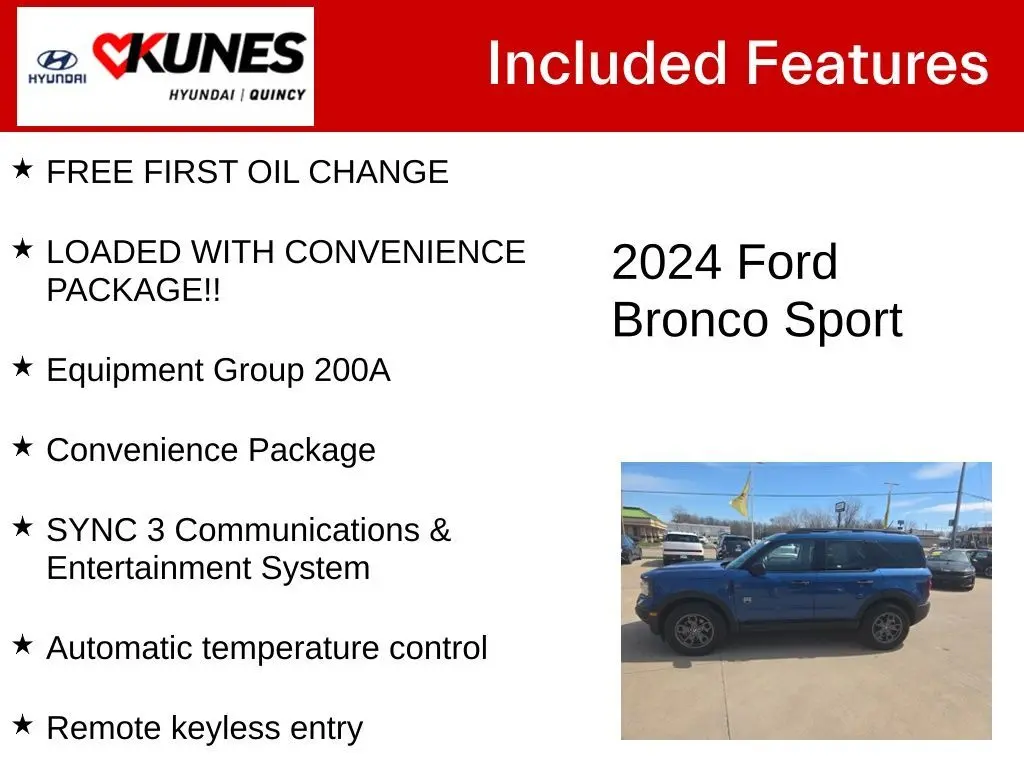 Used 2024 Ford Bronco Sport Big Bend with VIN 3FMCR9B68RRE71329 for sale in Quincy, IL