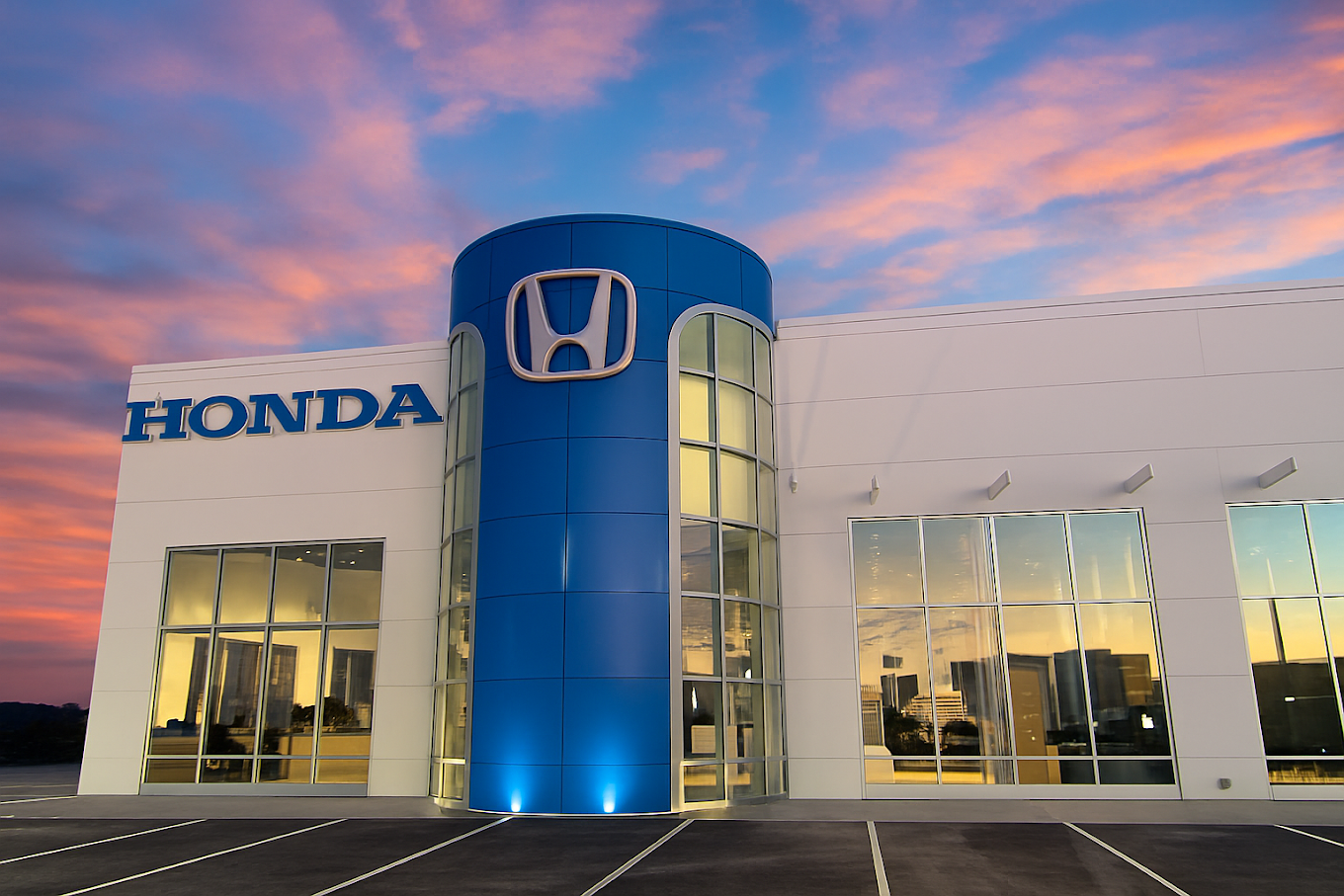 Exterior of Zeigler Honda of Racine at sunset