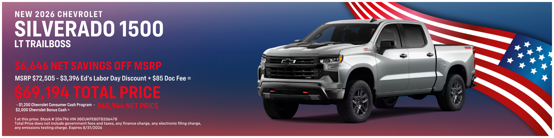 New 2026 Chevrolet Silverado LT Trailboss 1500 Offer