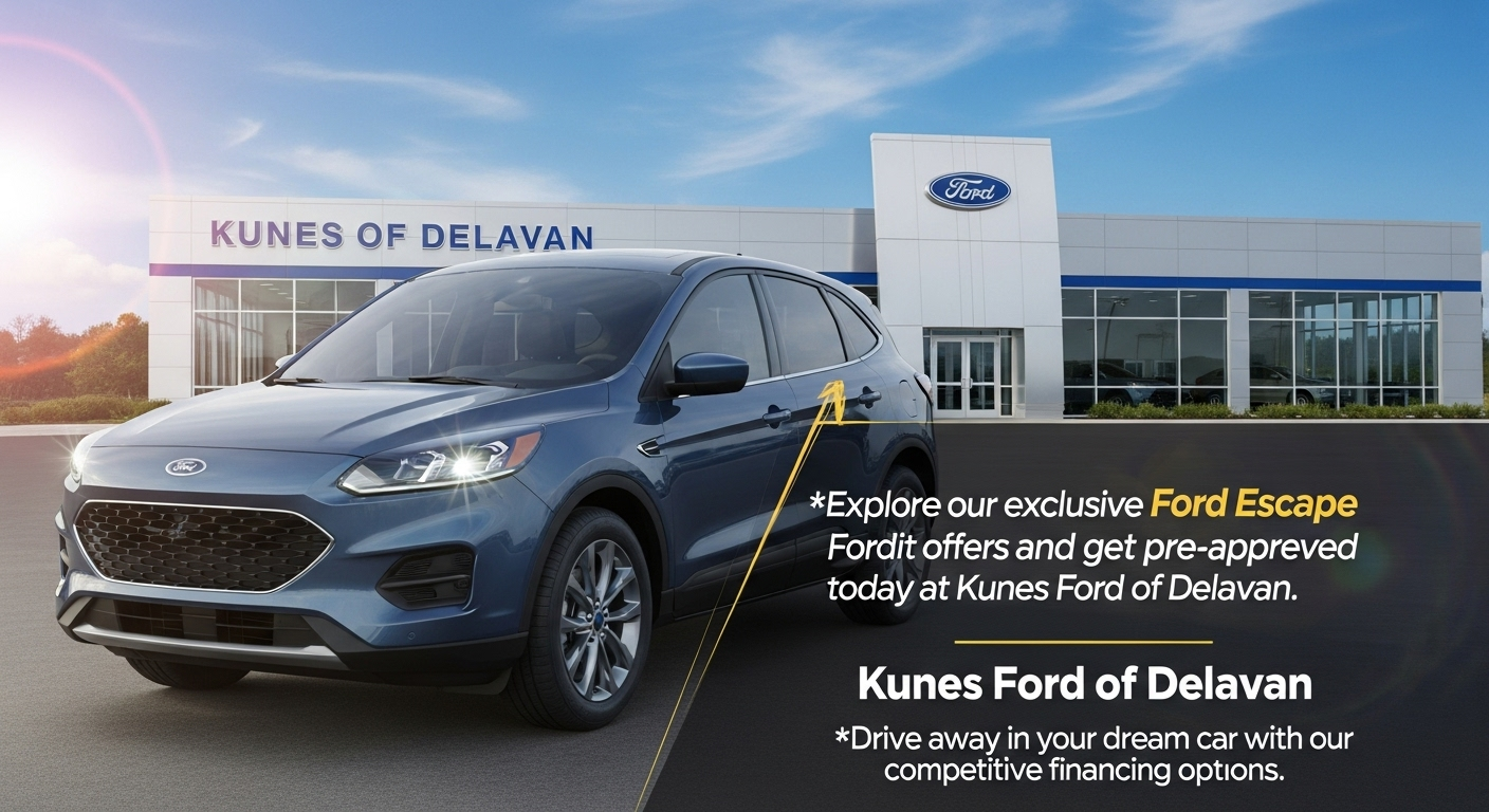 Explore our exclusive Ford Escape ford credit offers and get pre-approved today at Kunes Ford of Delavan. Drive away in your dream car with our competitive financing options.
