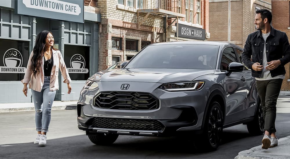 Grey 2023 Honda HR-V parked on a city street