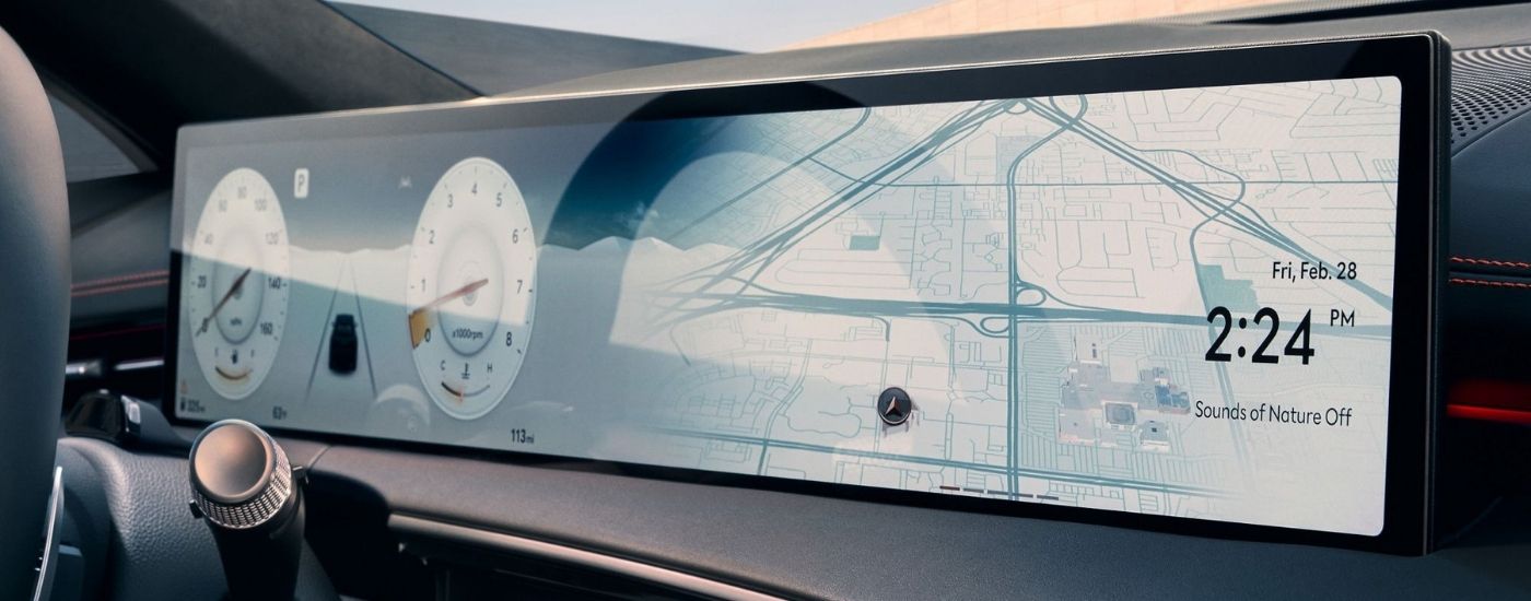 Infotainment and digital gauge cluster on a 2026 Genesis GV70 for sale near Auburn