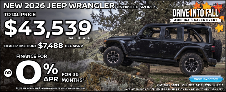 new 2026 Jeep WRANGLER 4-DOOR sport s 4X4