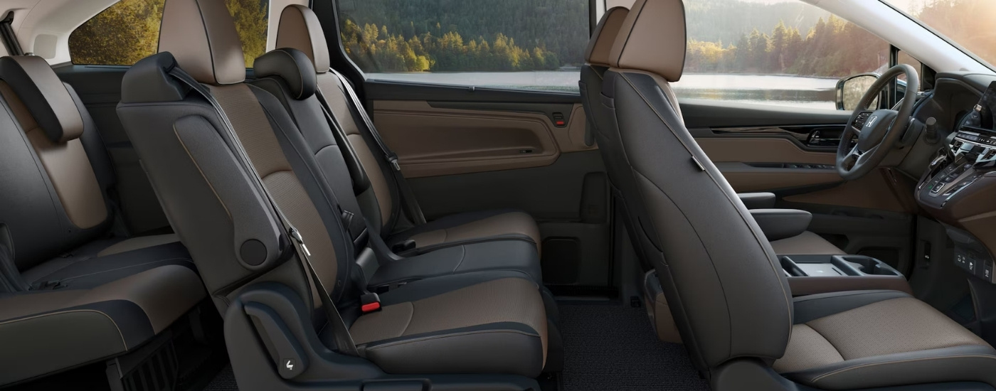 Black and brown interior in a 2025 Honda Odyssey