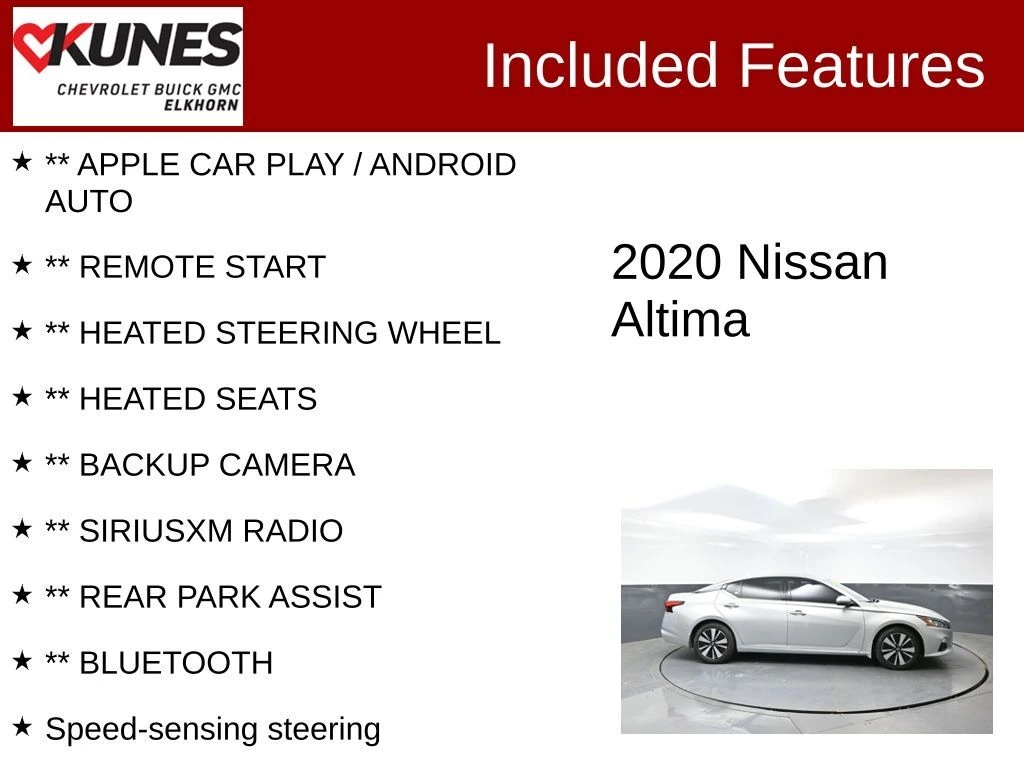 Used 2020 Nissan Altima SV with VIN 1N4BL4DV0LC166184 for sale in Elkhorn, WI