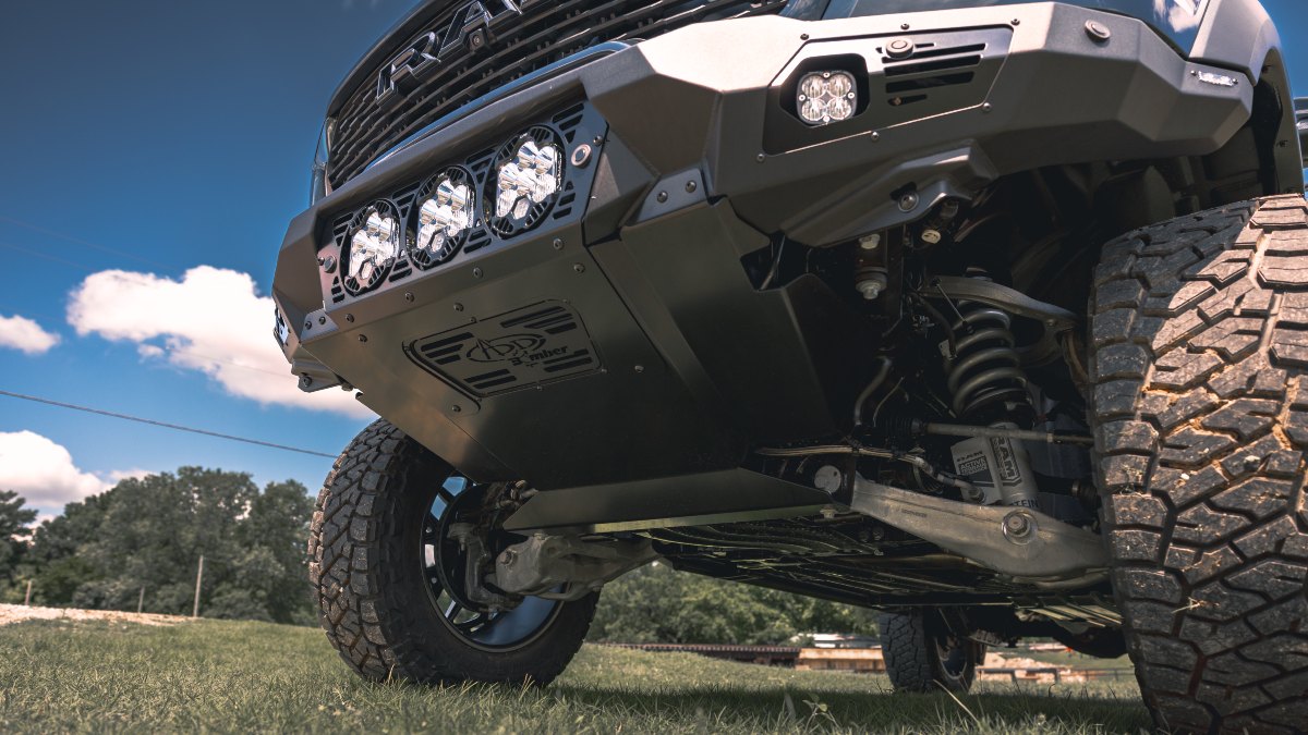 Custom 2025 RAM 1500 RHO Exterior Front Undercarriage Skid Plate Closeup