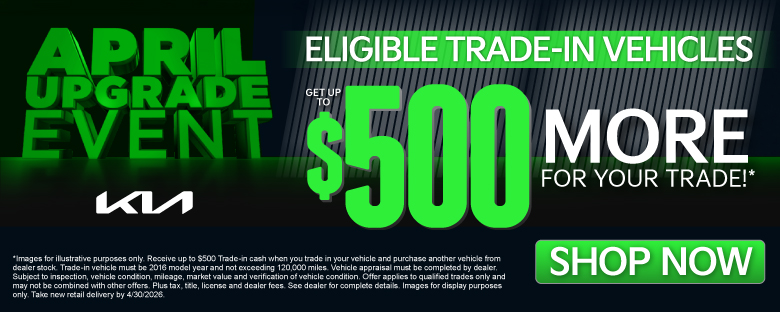 Eligible trade-in vehicles	GET up to $500 more for your trade!